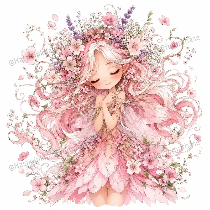 Whimsical Floral Girl Illustration Art