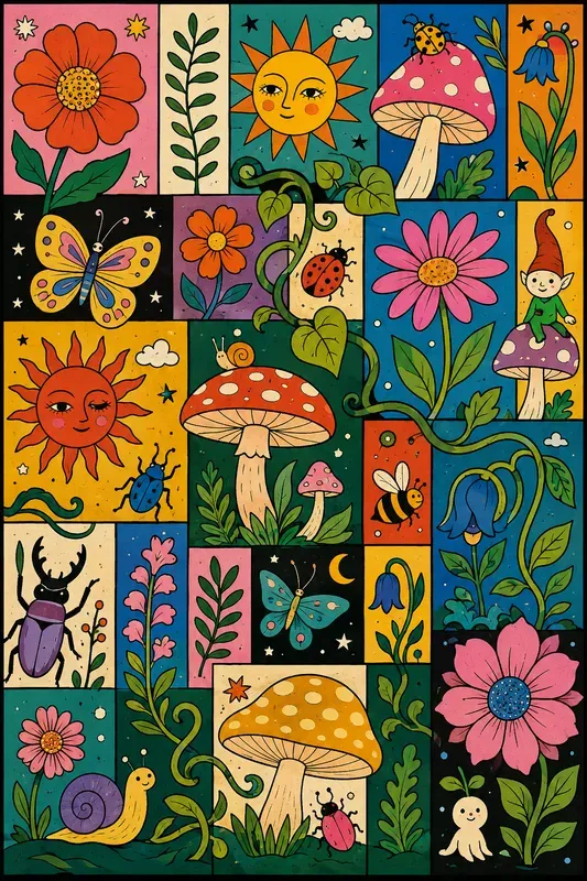 Retro Pop Art Patchwork Illustration Gens
