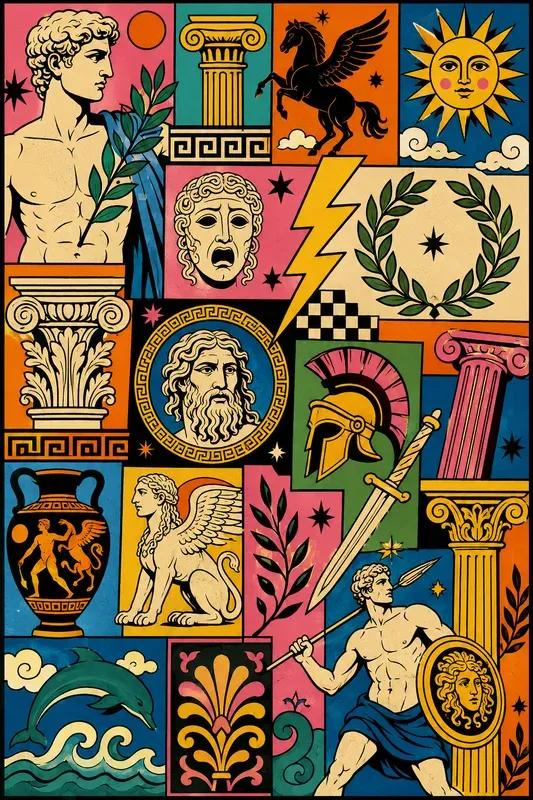 Retro Pop Art Patchwork Illustration Gens