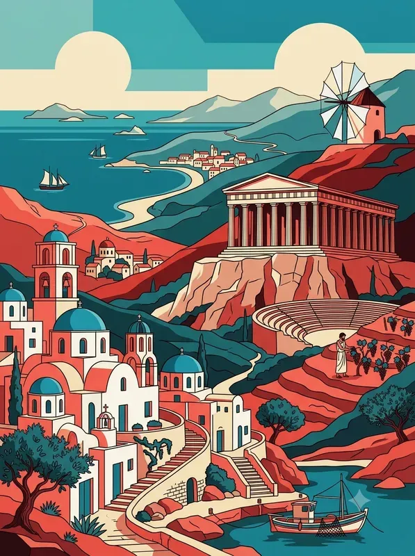 Retro Red Teal Travel Posters