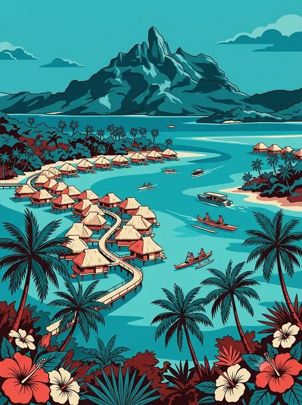 Retro Red Teal Travel Posters