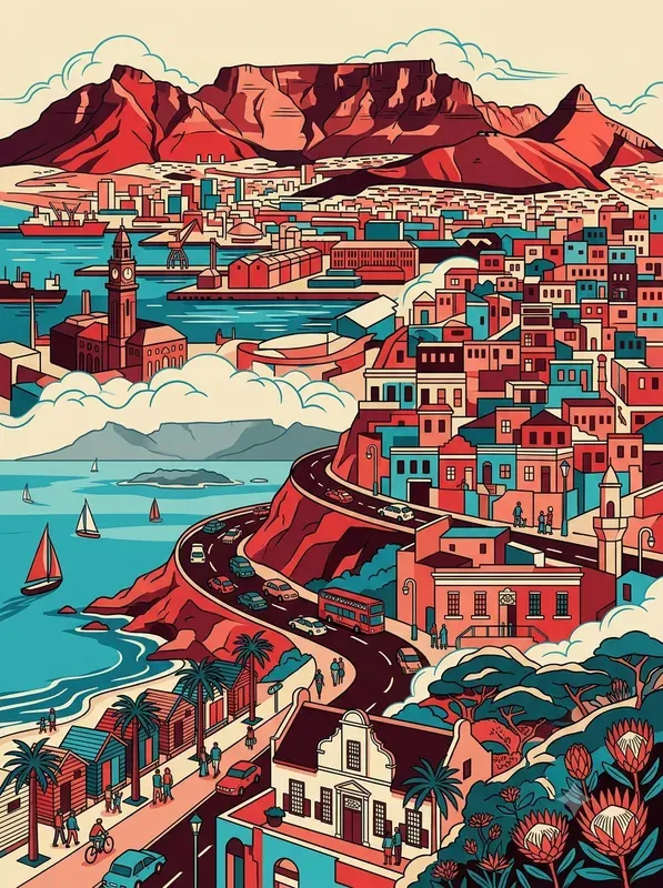 Retro Red Teal Travel Posters