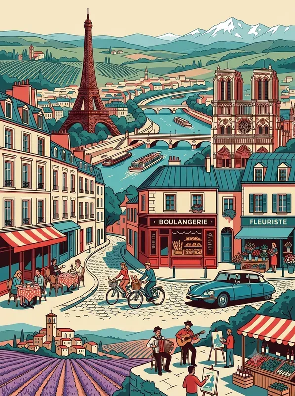 Retro Red Teal Travel Posters