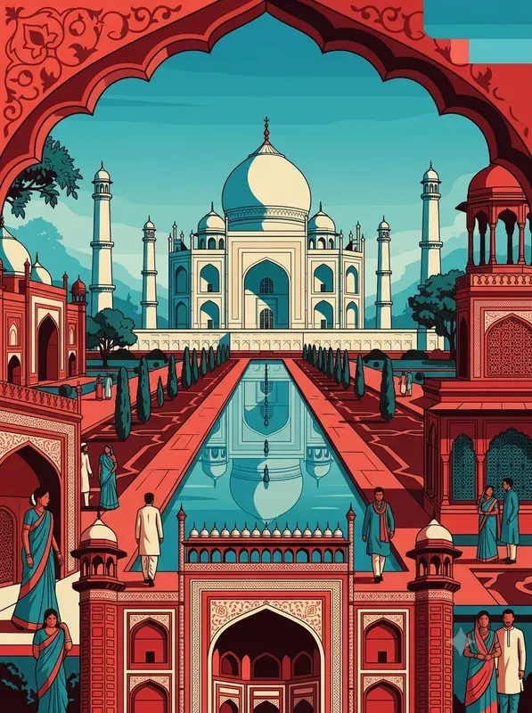 Retro Red Teal Travel Posters