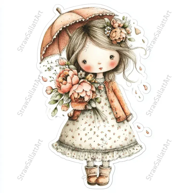 Romantic Cottage Peony Stickers Clipart