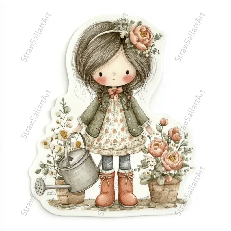 Romantic Cottage Peony Stickers Clipart