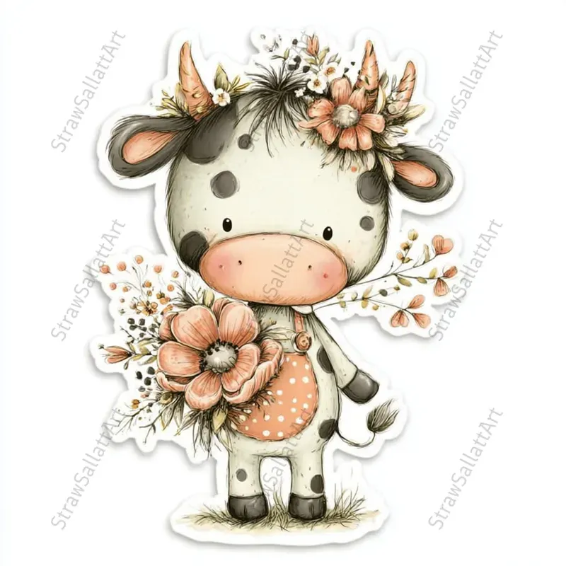 Romantic Cottage Peony Stickers Clipart
