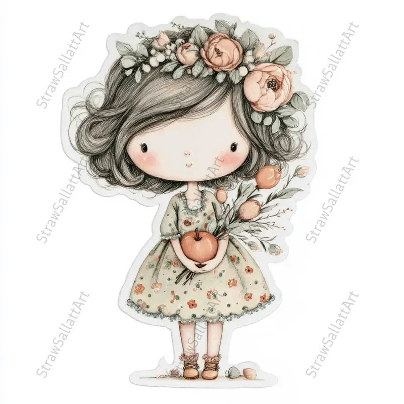 Romantic Cottage Peony Stickers Clipart