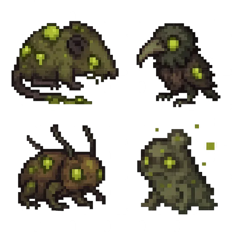 Terraria Style Pixel Art Creatures