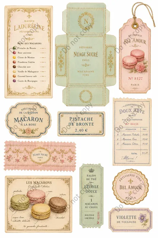 Patisserie Bakery Ephemera Sheets
