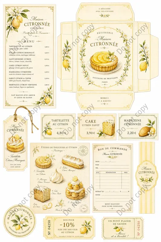 Patisserie Bakery Ephemera Sheets