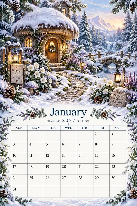Fairy Garden 2027 Calendar Pages
