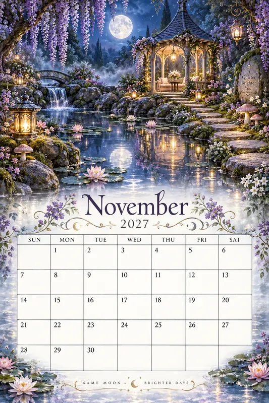 Fairy Garden 2027 Calendar Pages