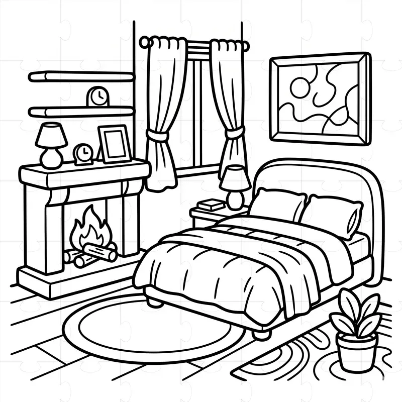 Cozy Scene KDP Coloring Page Scenes
