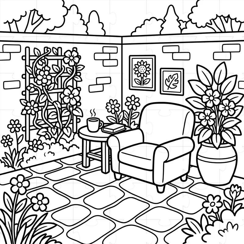 Cozy Scene KDP Coloring Page Scenes