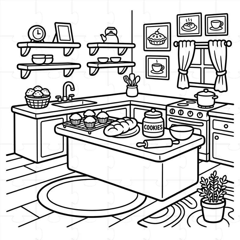 Cozy Scene KDP Coloring Page Scenes