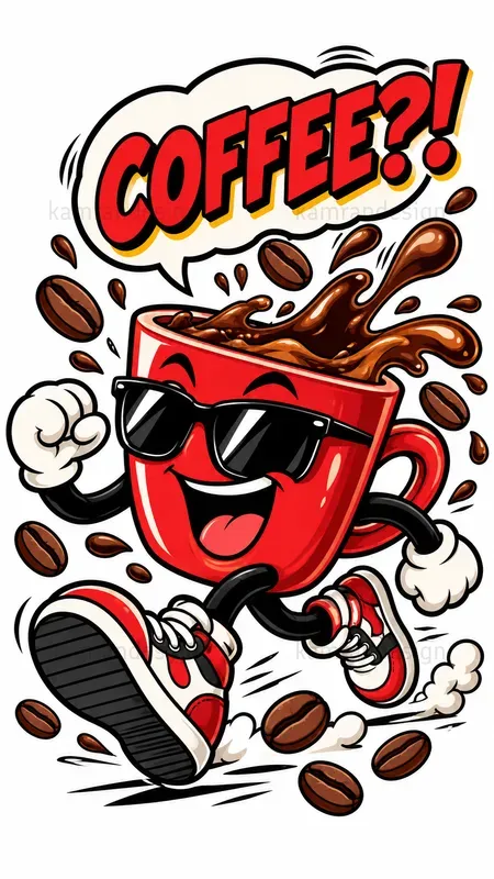 Retro Cartoon Mascot Sticker Art
