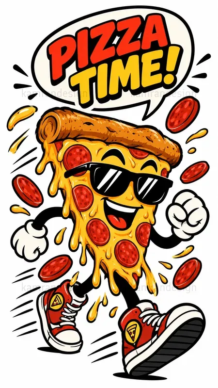 Retro Cartoon Mascot Sticker Art