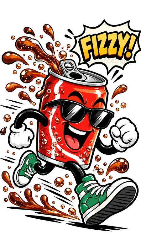 Retro Cartoon Mascot Sticker Art