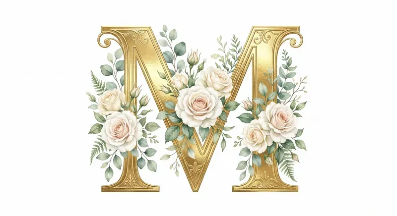 Ornate Gold Foil Floral Monogram Letters