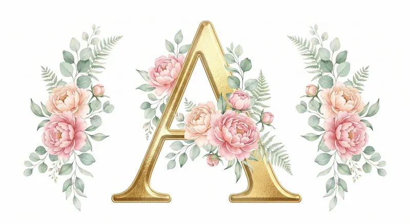 Ornate Gold Foil Floral Monogram Letters