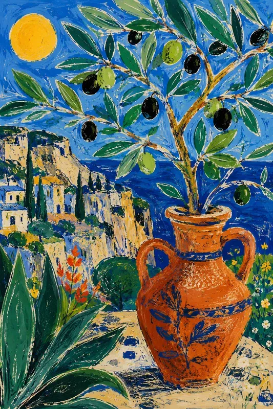 Amalfi Lemon Folk Art Gouache Wall Prints