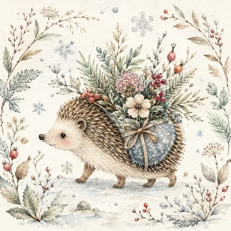 Whimsical Winter Watercolor Folk Art