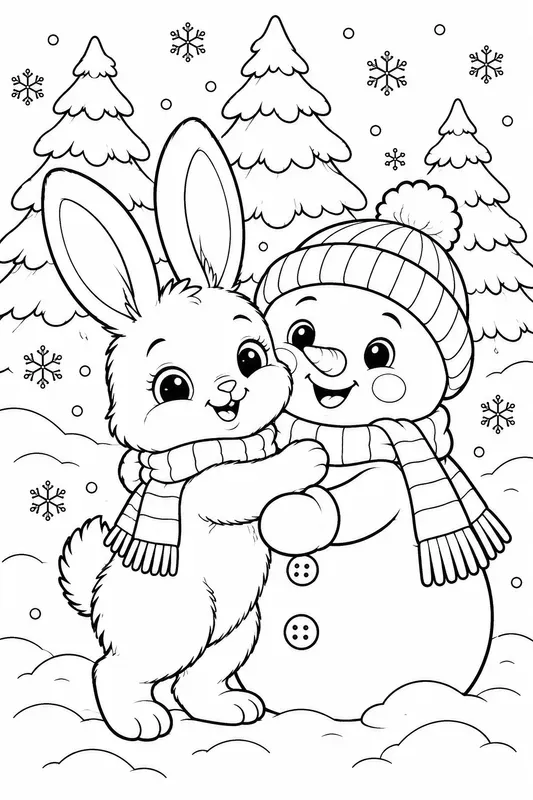 Cute Winter Christmas Coloring Pages