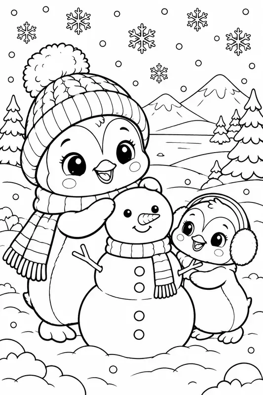Cute Winter Christmas Coloring Pages