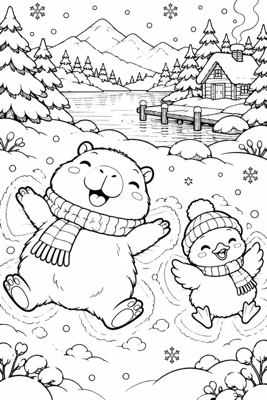Cute Winter Christmas Coloring Pages
