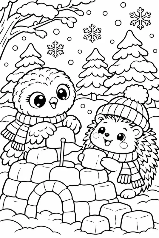 Cute Winter Christmas Coloring Pages