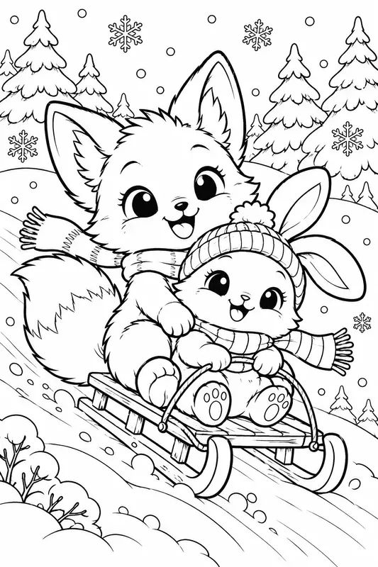 Cute Winter Christmas Coloring Pages