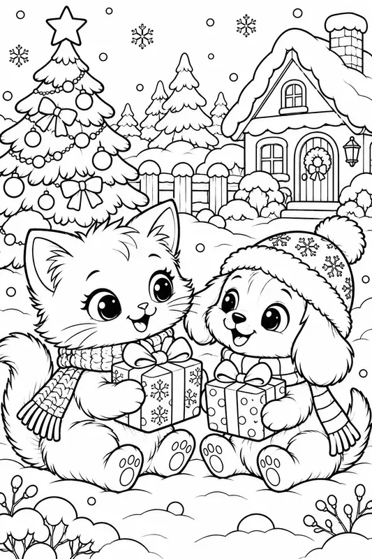 Cute Winter Christmas Coloring Pages