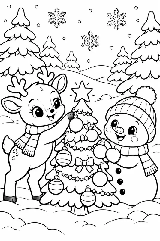 Cute Winter Christmas Coloring Pages