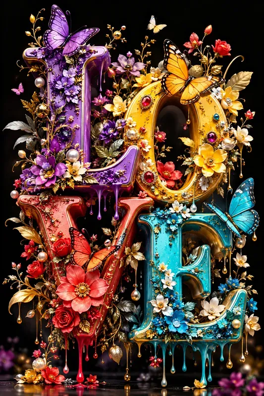 Floral Fantasy 3D Typography