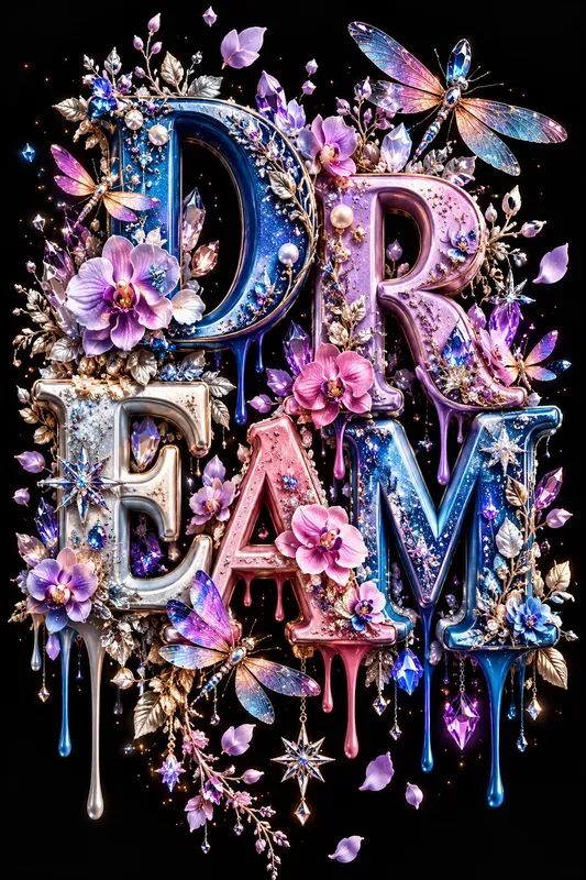 Floral Fantasy 3D Typography