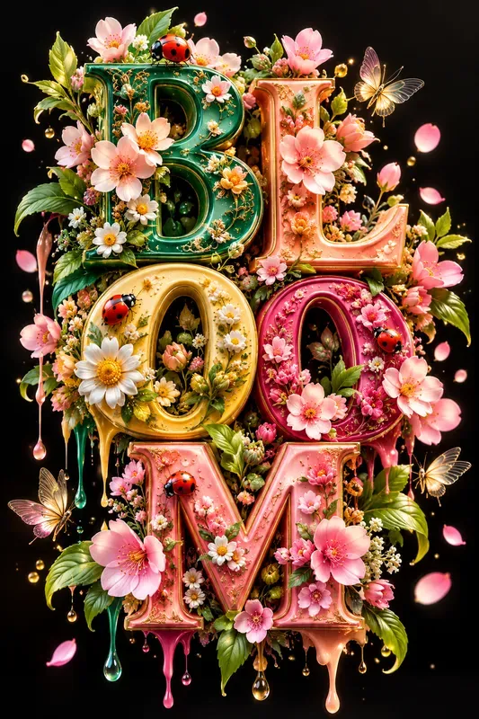 Floral Fantasy 3D Typography