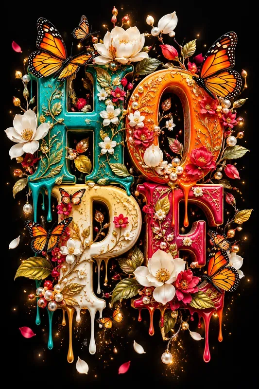 Floral Fantasy 3D Typography