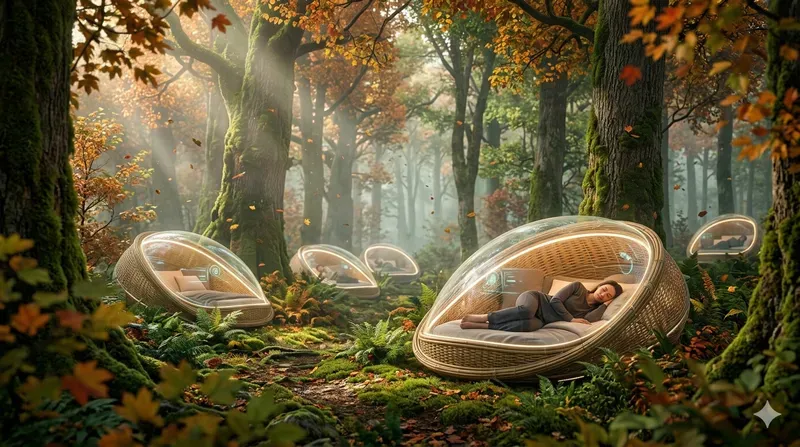 Futuristic Forest Wellness Pods