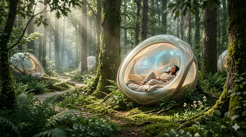 Futuristic Forest Wellness Pods