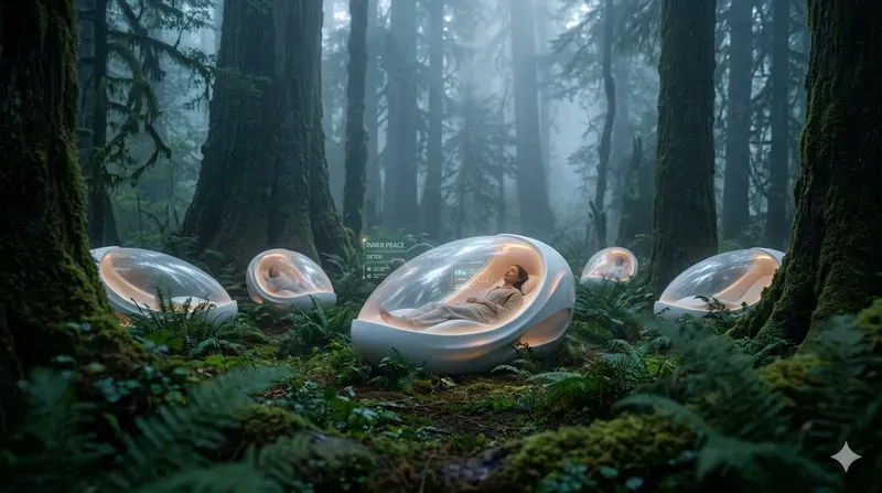 Futuristic Forest Wellness Pods
