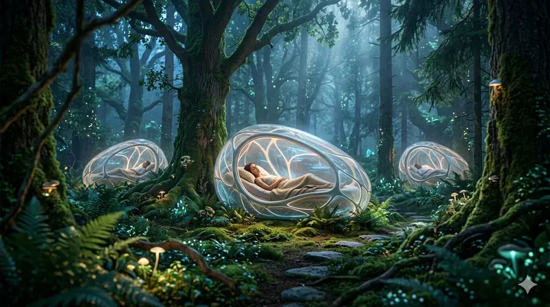 Futuristic Forest Wellness Pods