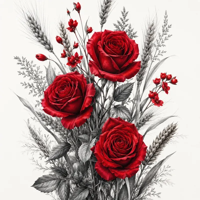 Monochrome Crimson Botanicals