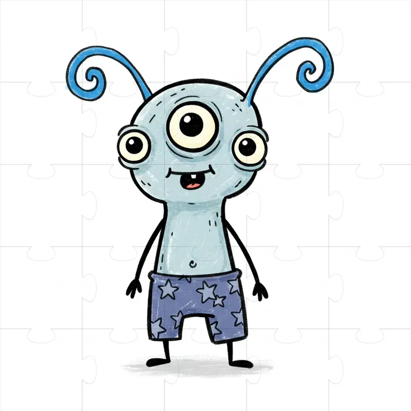 Childlike Crayon Sketch Characters