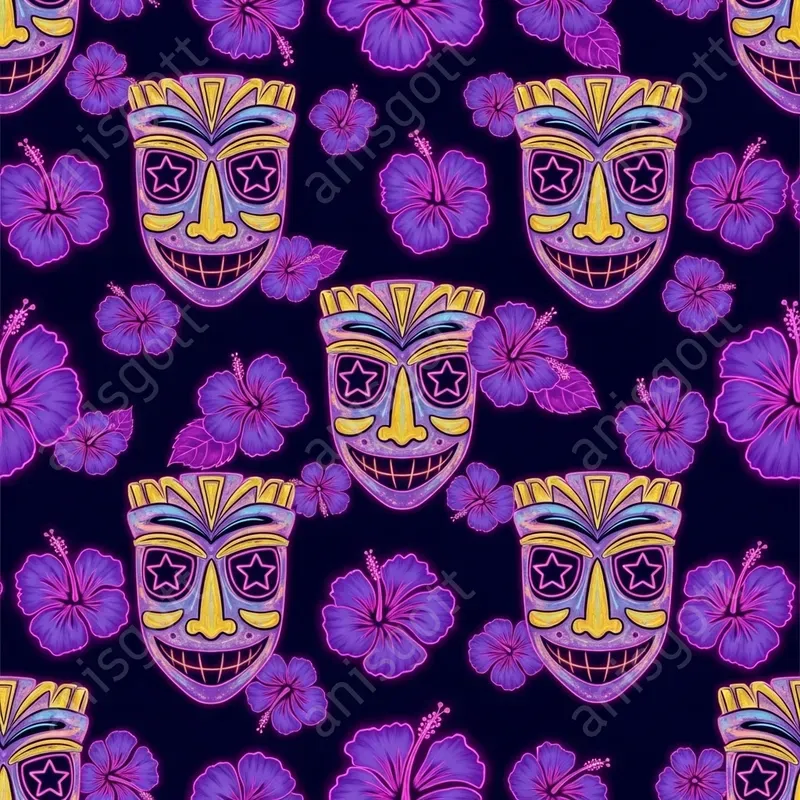 Vivid Voodoo Island Neon Tiki Patterns