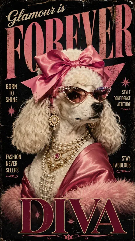 Vintage Diva Dog Fashion Poster Art