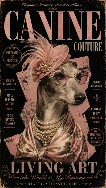 Vintage Diva Dog Fashion Poster Art