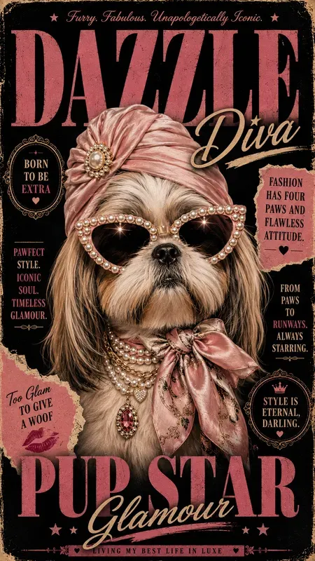 Vintage Diva Dog Fashion Poster Art