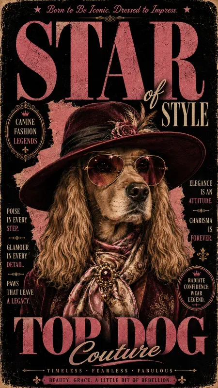 Vintage Diva Dog Fashion Poster Art