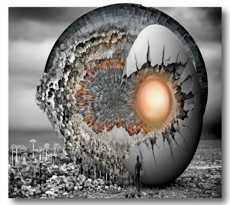 Surreal Monochrome Radial Art